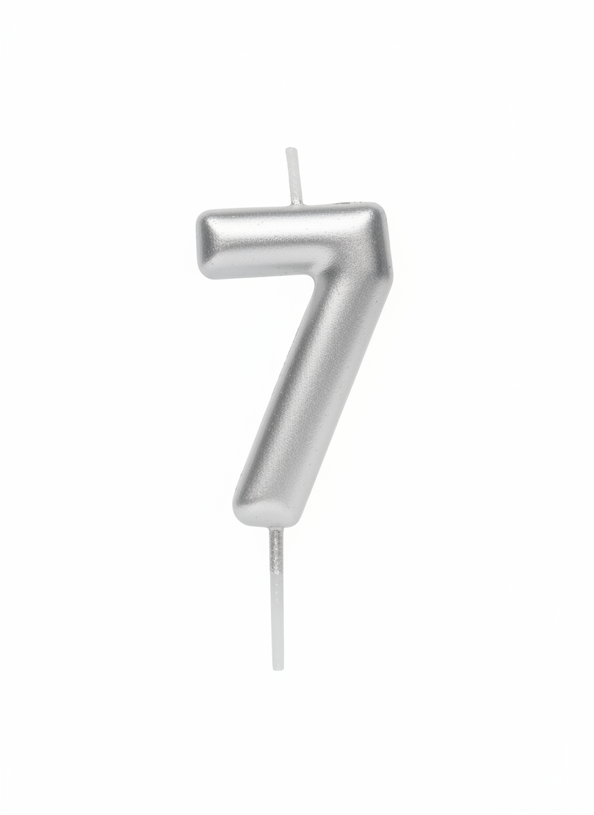 Party Candle Number 7 Silver