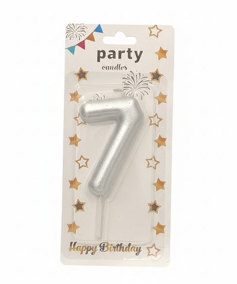 Party Candle Number 7 Silver