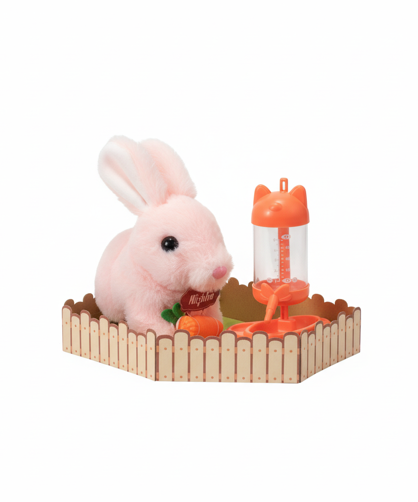 Pets! Lovely Mini Electronic Plush Rabbit Pet Pethouse