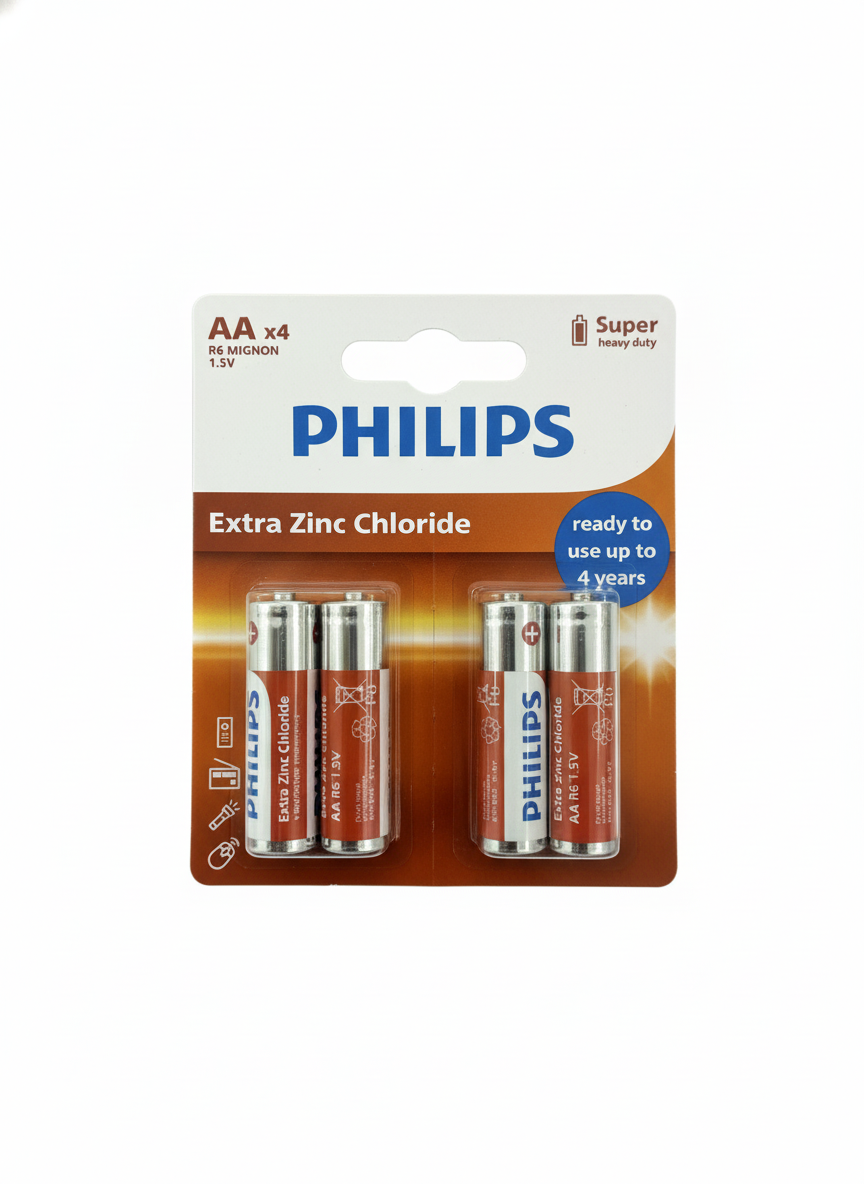 Philips AA Extra Zinc Chloride Super Heavy Duty Batteries (4-pack)