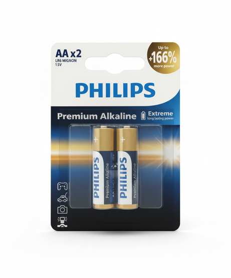 Philips Premium Alkaline AA LR6 Mignon Batteries - 2 Pack