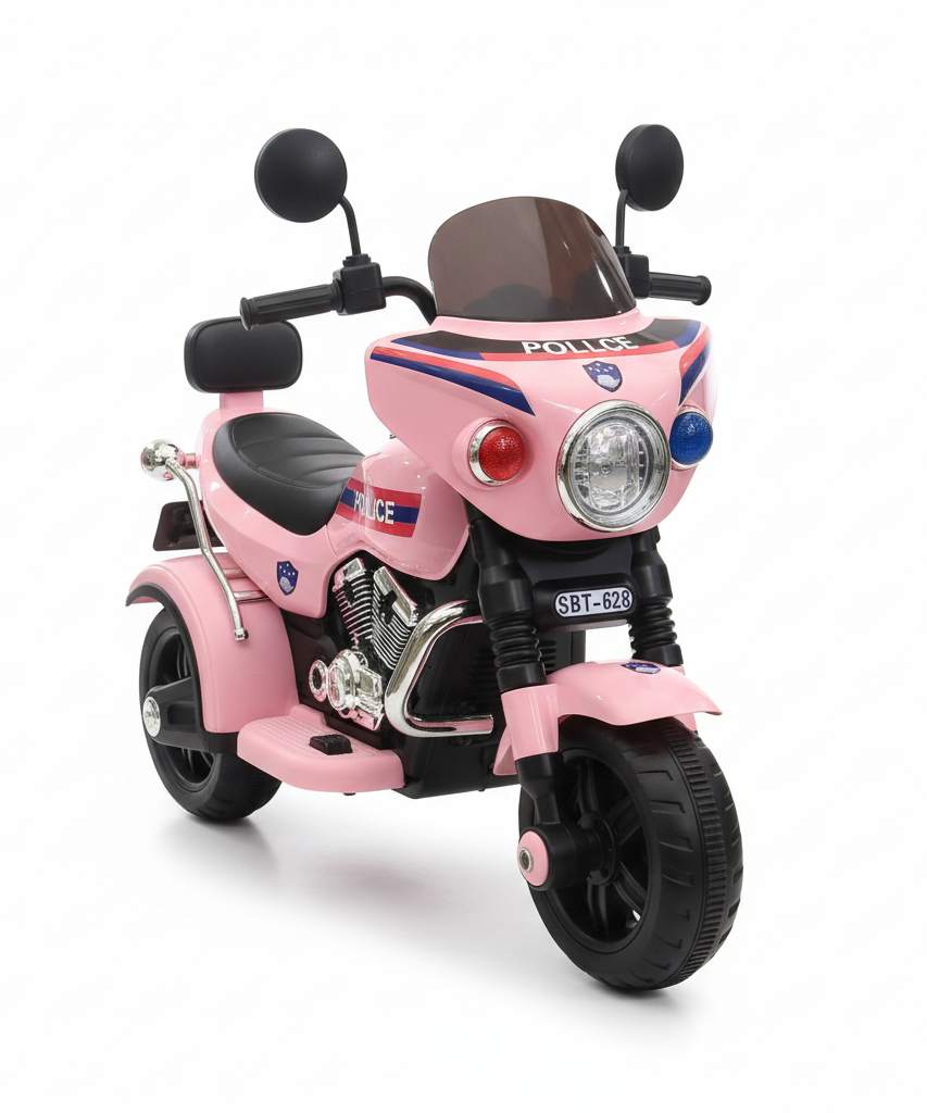Pink Police-Themed Ride-On Motorcycle Toy