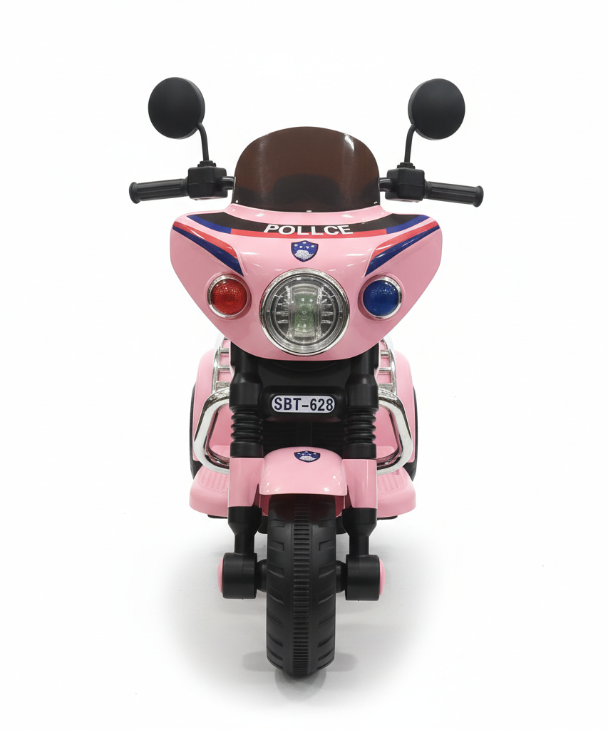 Pink Police-Themed Ride-On Motorcycle Toy