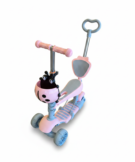 Pink 3-in-1 Convertible Toddler Scooter with Seat and Parent Handle