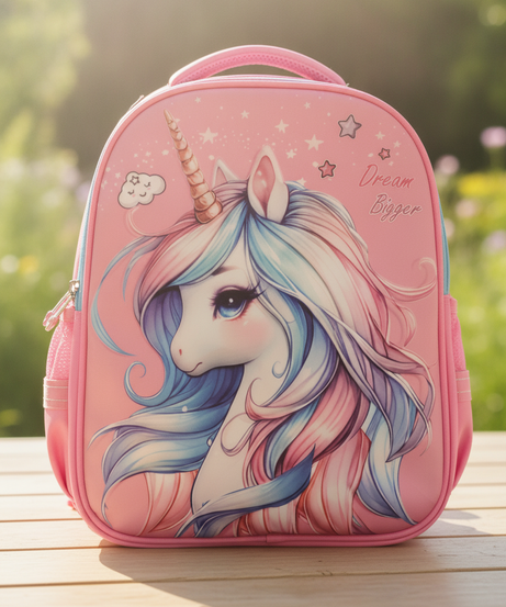 Pink Unicorn Dream Bigger Kids Backpack Size_(17)