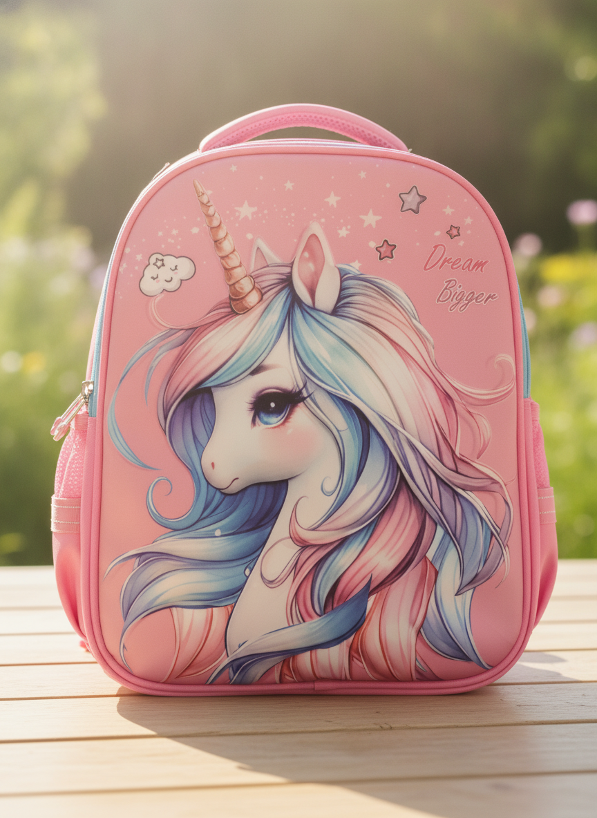 Pink Unicorn Dream Bigger Kids Backpack Size_(17)