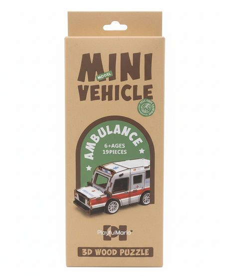PlayfulMario Mini Model Vehicle Ambulance 3D Wood Puzzle