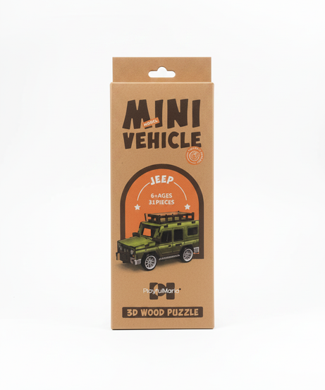 PlayfulMario Mini Model Vehicle Jeep 3D Wood Puzzle