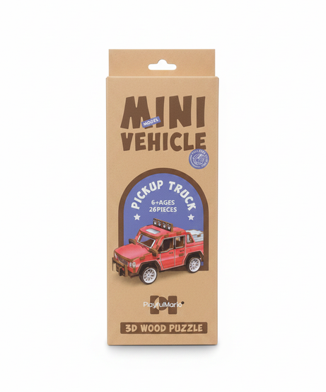 PlayfulMario Mini Model Vehicle Pickup Truck 3D Wood Puzzle