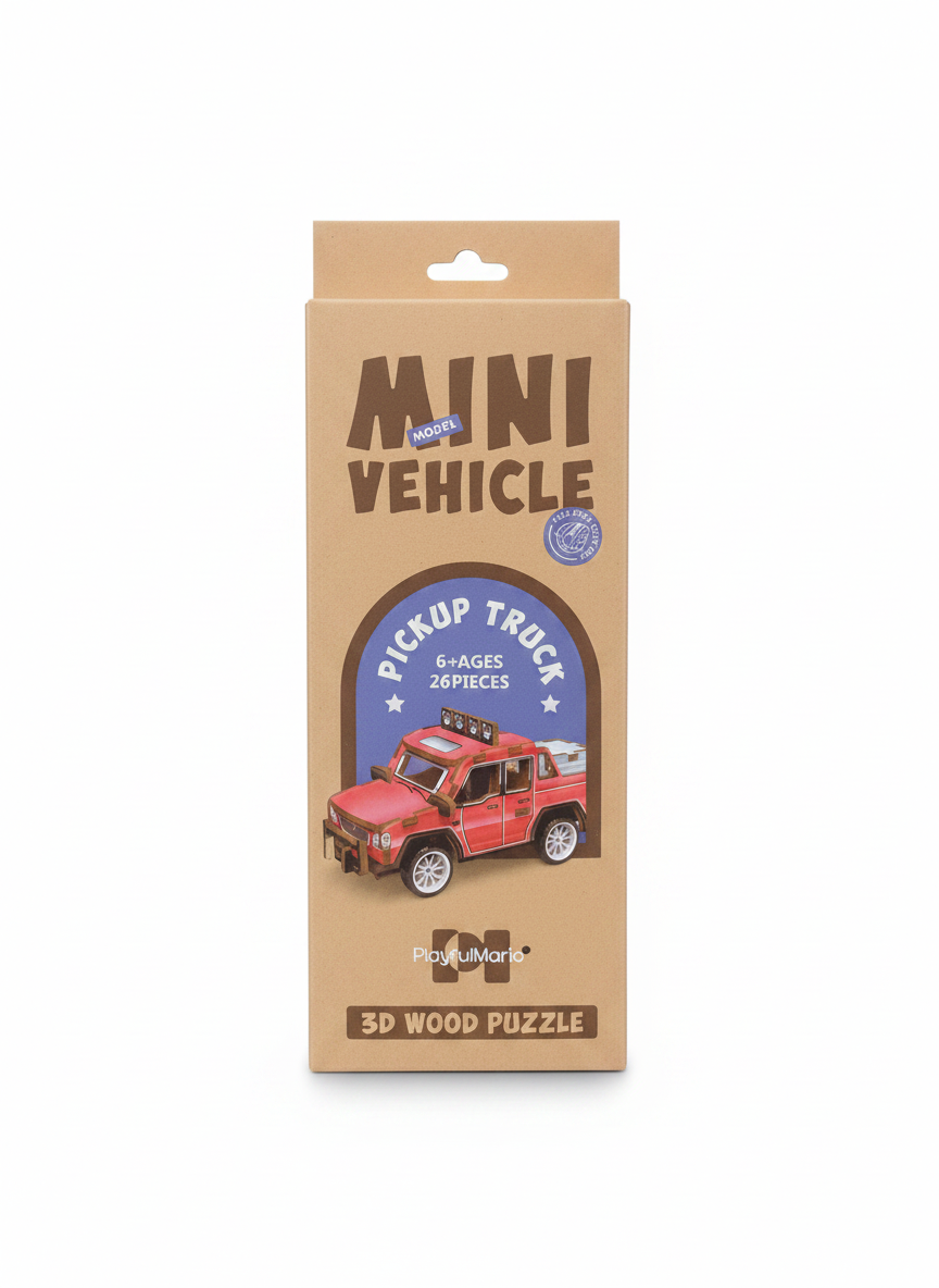 PlayfulMario Mini Model Vehicle Pickup Truck 3D Wood Puzzle