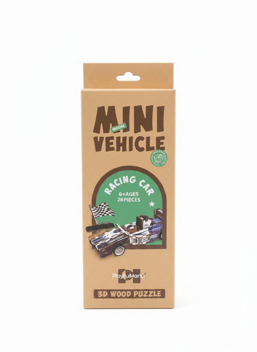 PlayfulMario Mini Model Vehicle Racing Car 3D Wood Puzzle