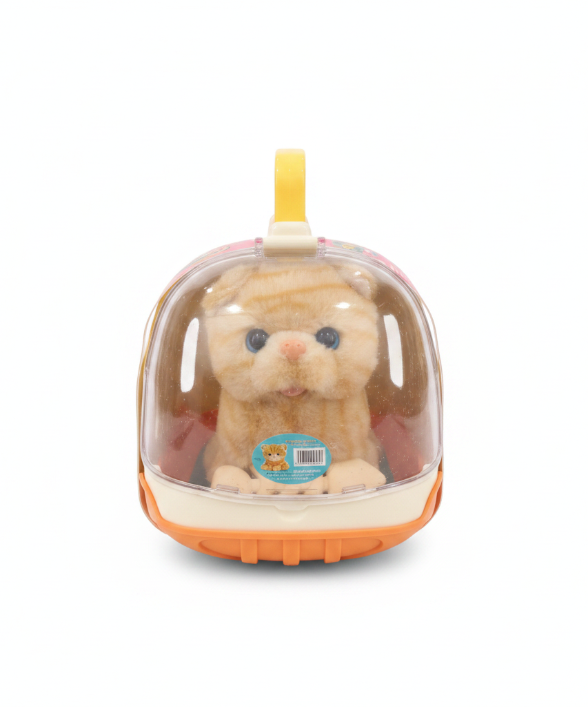 Plush Cat in Portable Carrier Toy