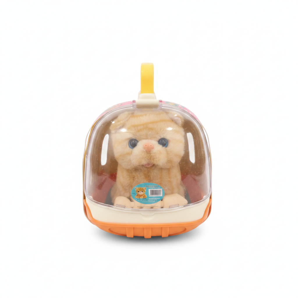 Plush Cat in Portable Carrier Toy