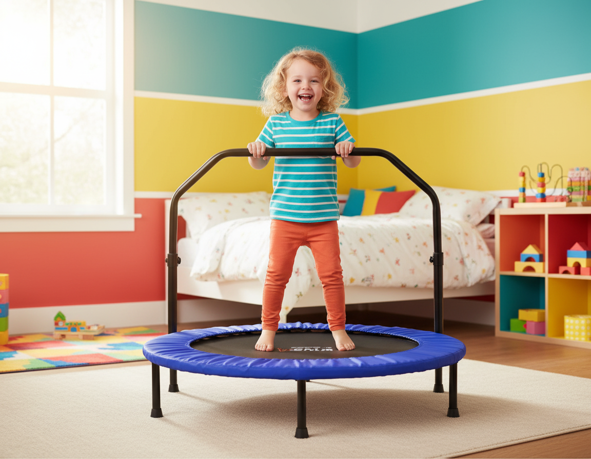 Portable Mini Fitness Trampoline with Adjustable Handlebar