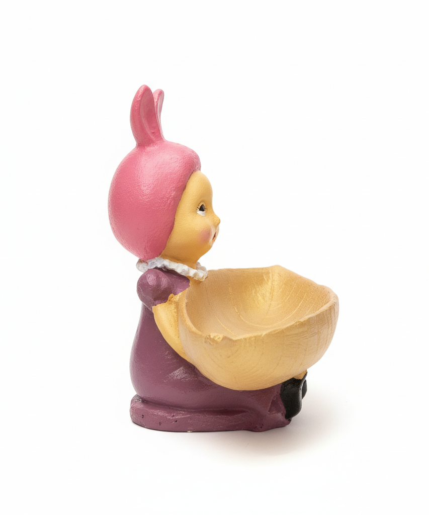 Pouty Bunny Baby Golden Leaf Trinket Dish