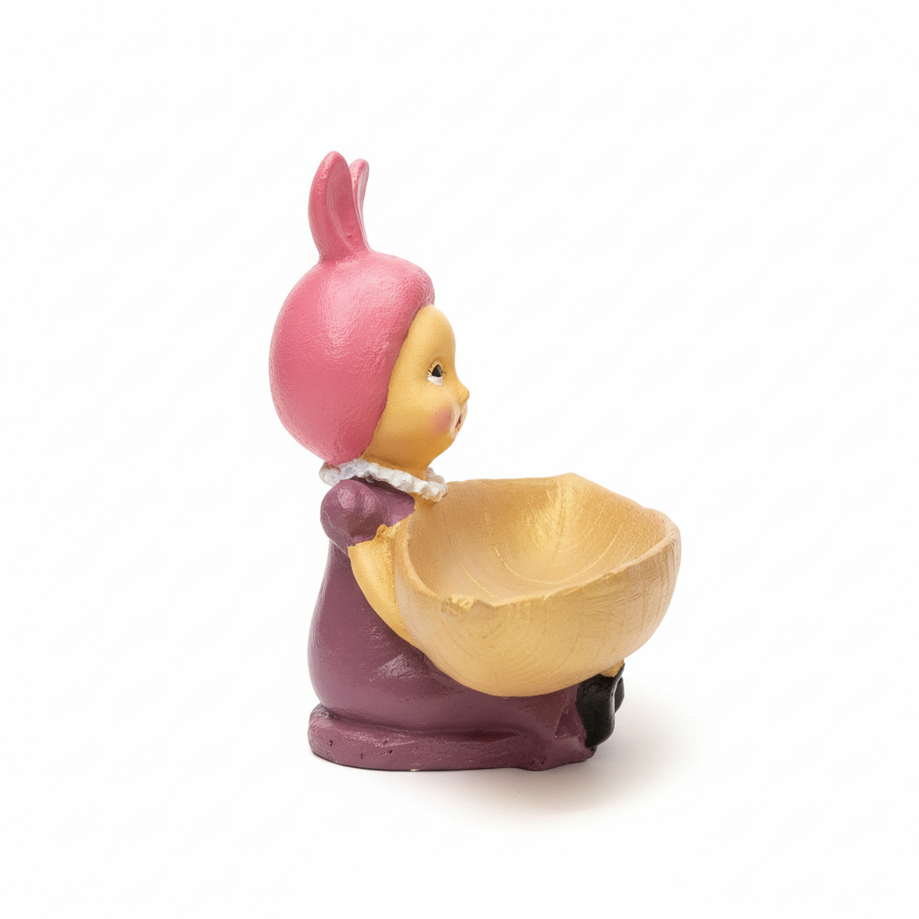Pouty Bunny Baby Golden Leaf Trinket Dish
