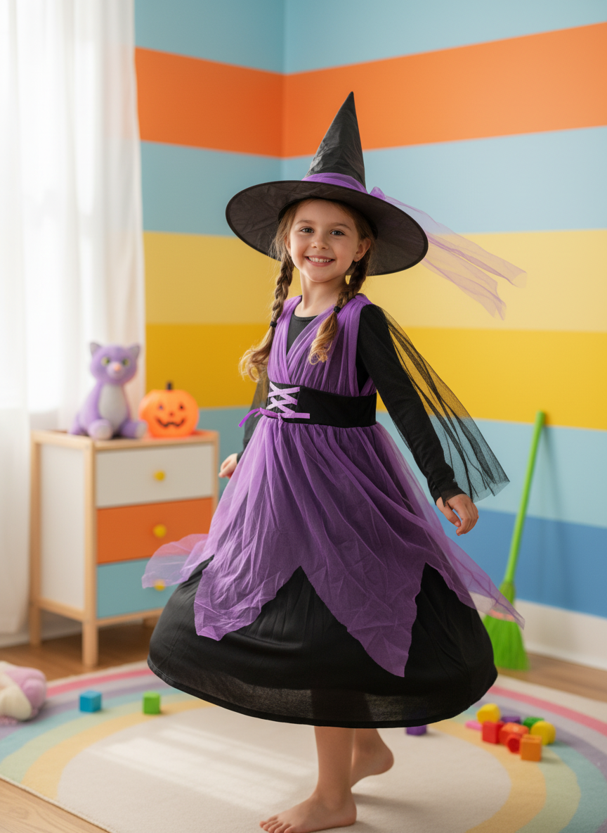 Purple & Black Witch Costume Set