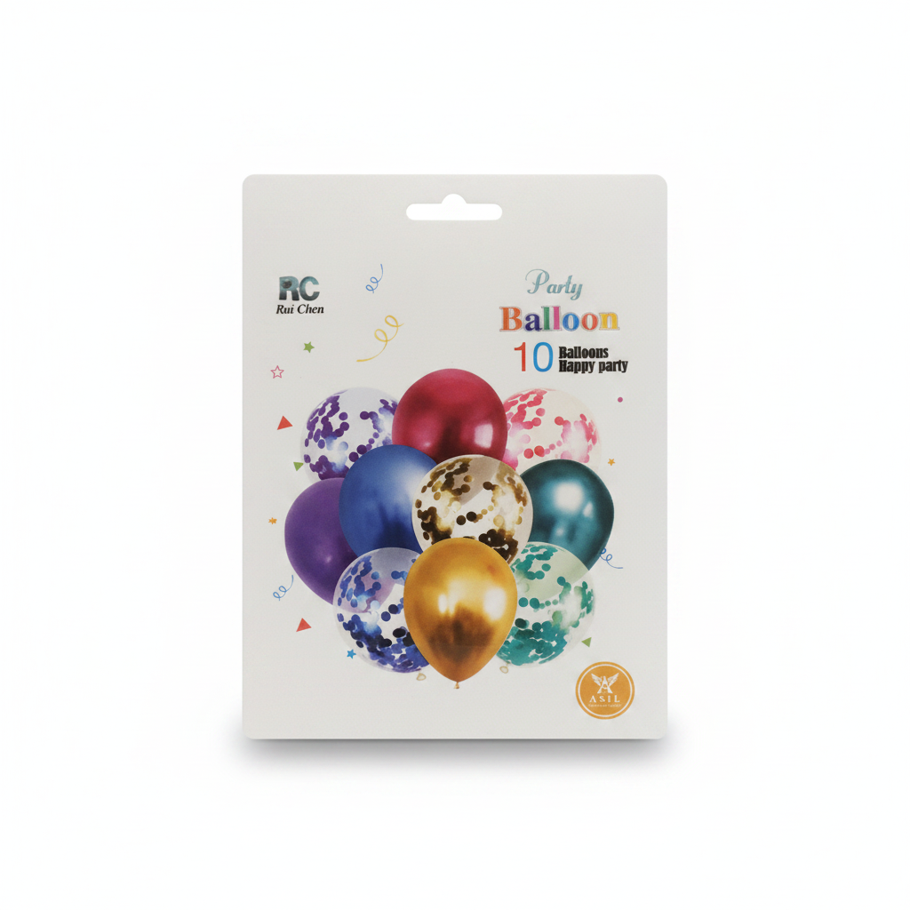 RC Rui Chen Party Balloons - 10 Count Happy Party Mix