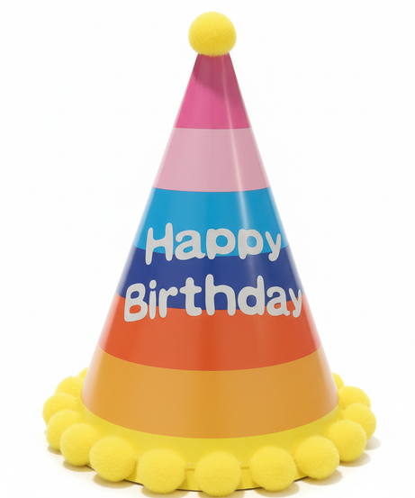 Rainbow Striped Happy Birthday Party Hat