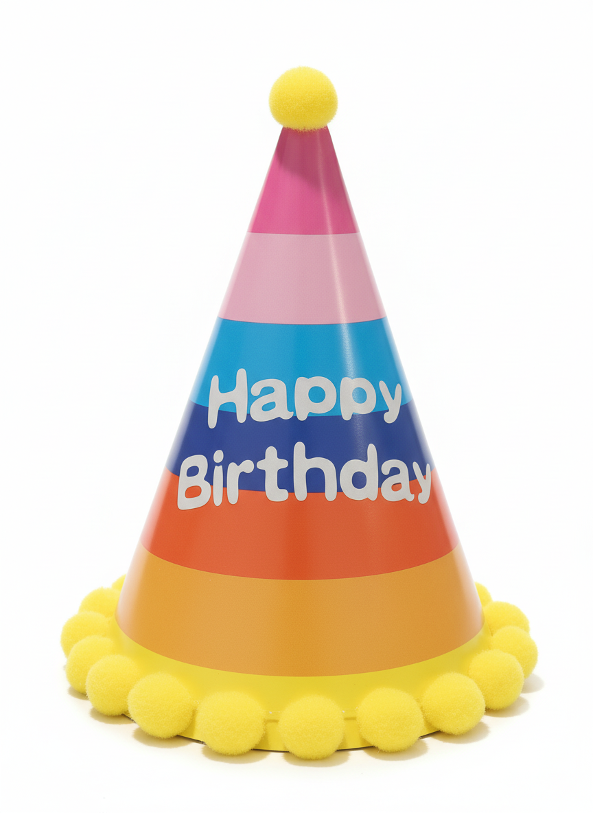 Rainbow Striped Happy Birthday Party Hat