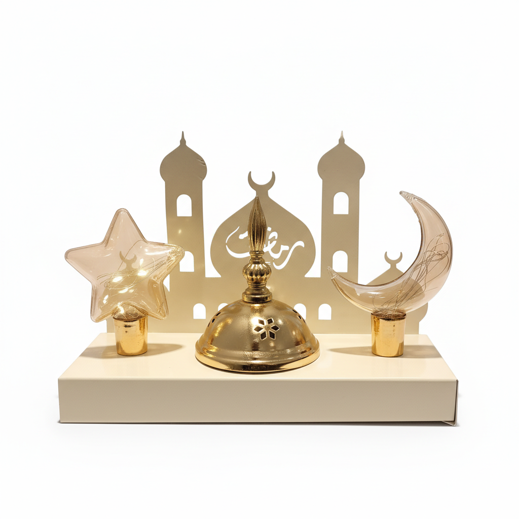 Ramadan Golden Mosque Silhouette LED Decoration Set