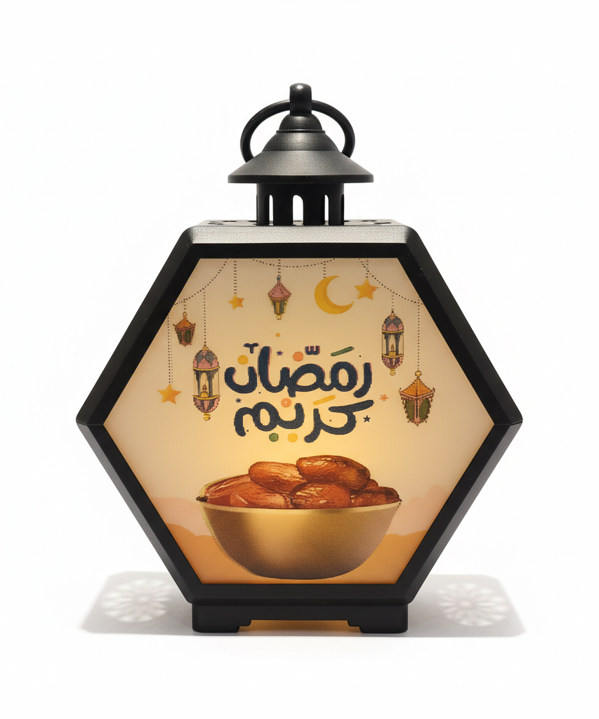 Ramadan Kareem Decorative Hexagonal Lantern with Dates Design
