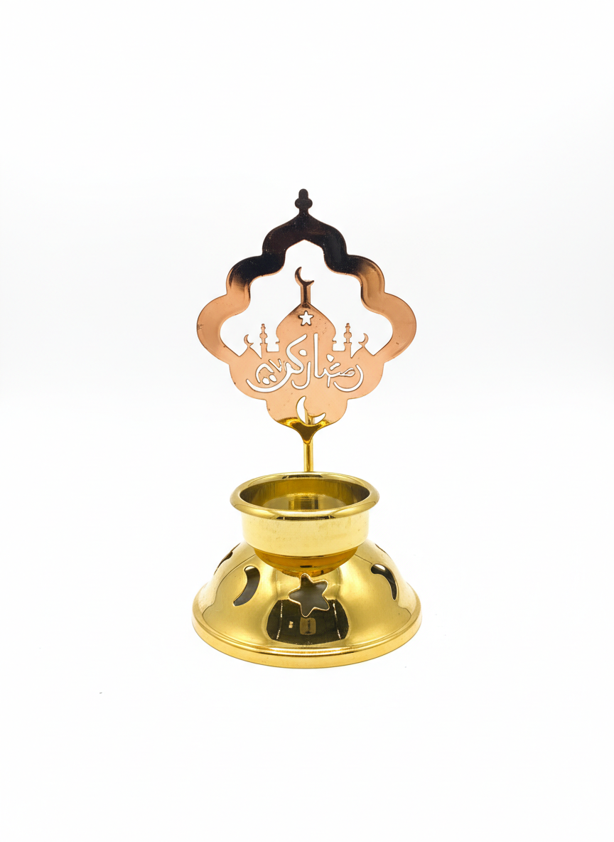 Ramadan Kareem Golden Incense & Candle Holder