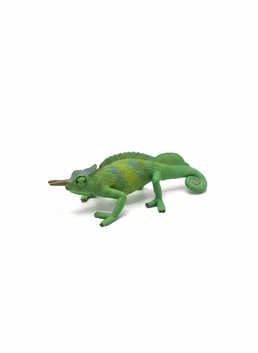 Realistic Green Chameleon Toy Figure