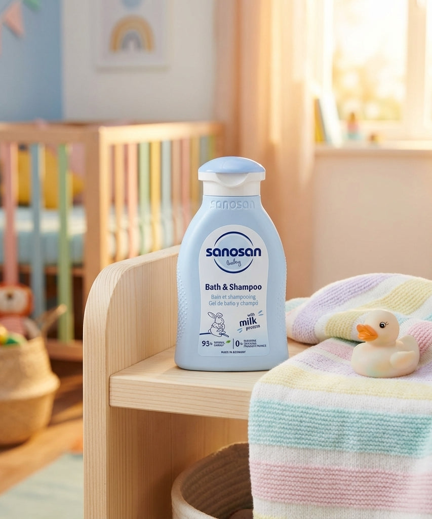 Sanosan Baby Bath & Shampoo with Milk Protein, 100 ML