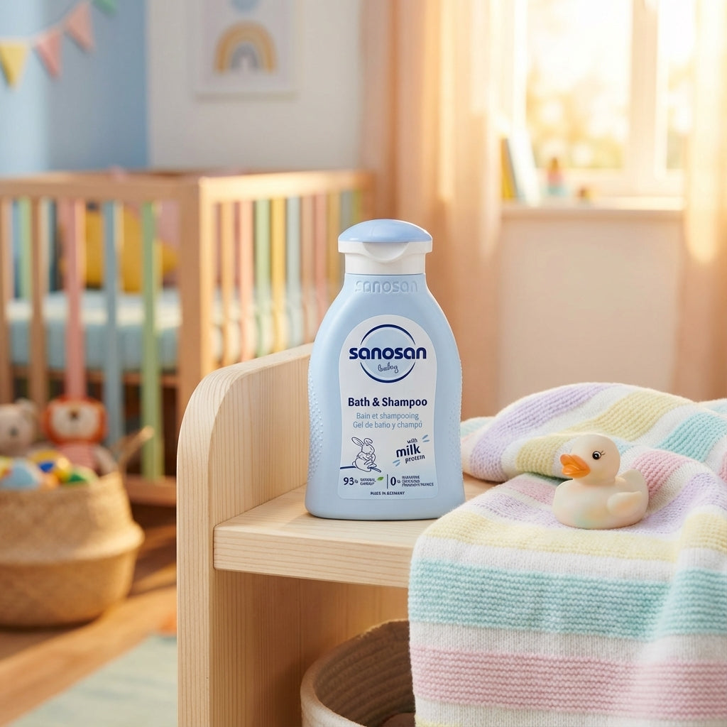 Sanosan Baby Bath & Shampoo with Milk Protein, 100 ML