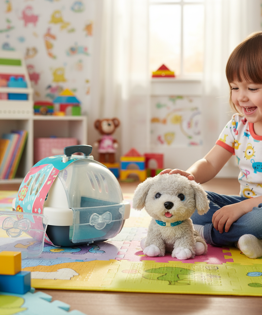 Shimmer Pet Carrier with Plush Puppy