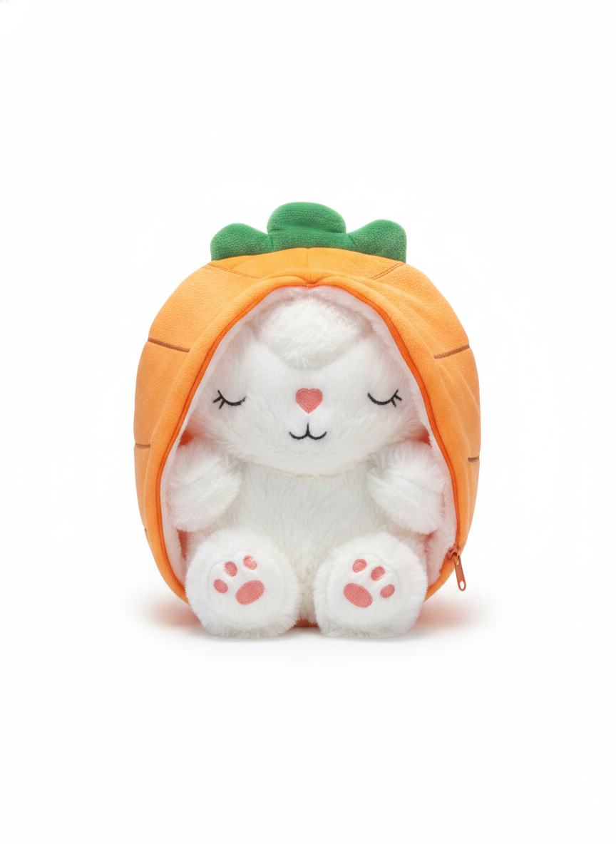 Sleepy Bunny in Carrot Pouch Plush Toy