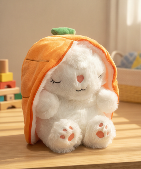 Sleepy Bunny in Carrot Pouch Plush Toy