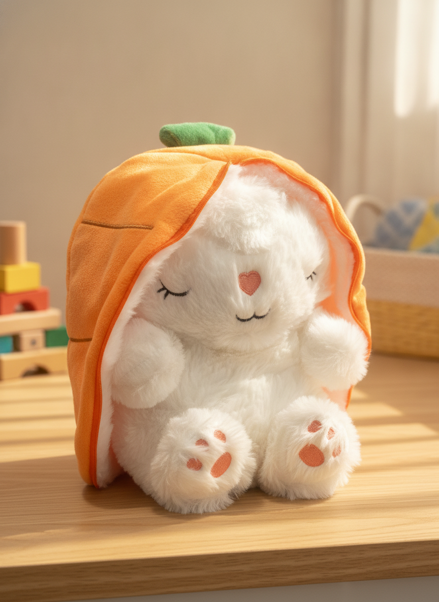 Sleepy Bunny in Carrot Pouch Plush Toy