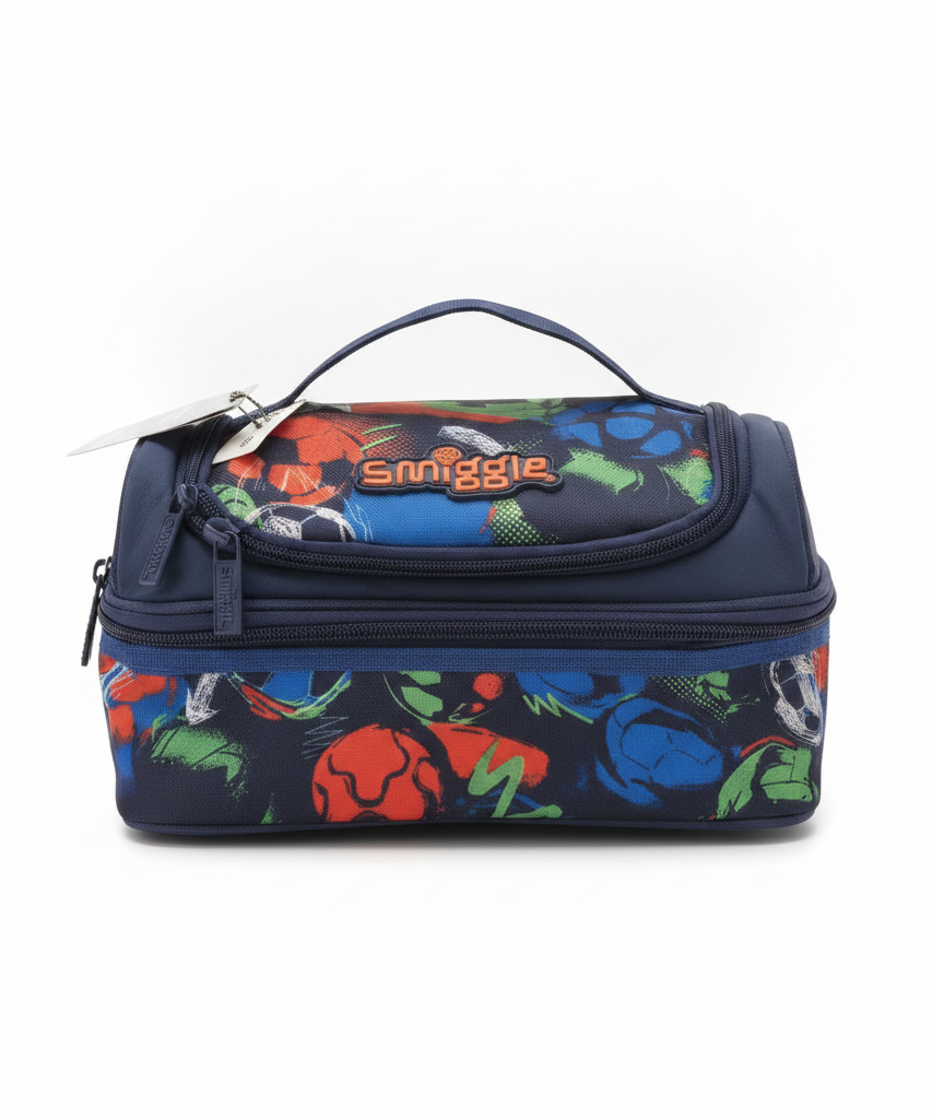 Smiggle Dual Compartment Lunchbox - Soccer/Sports Print