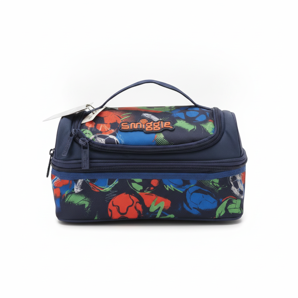 Smiggle Dual Compartment Lunchbox - Soccer/Sports Print