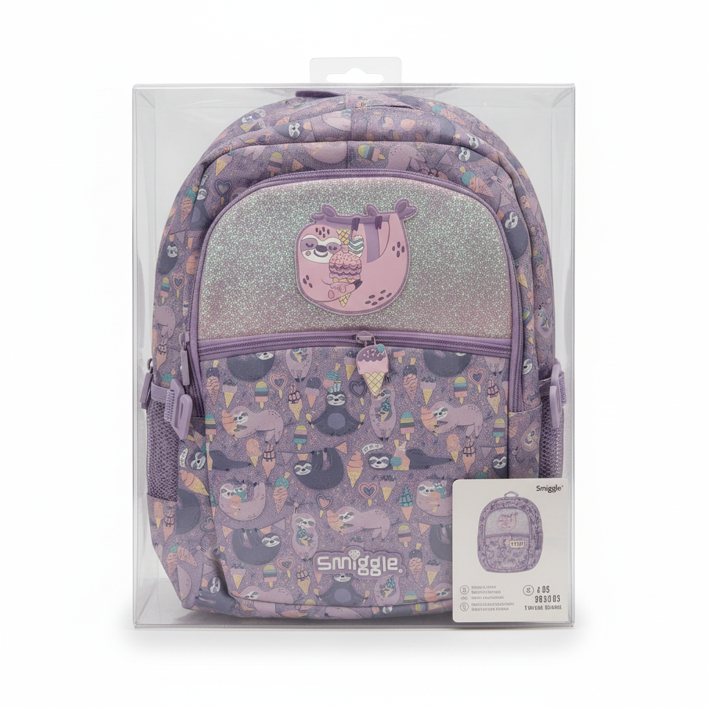 Smiggle Sloth & Ice Cream Glitter Backpack