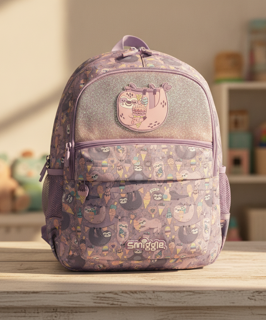 Smiggle Sloth & Ice Cream Glitter Backpack