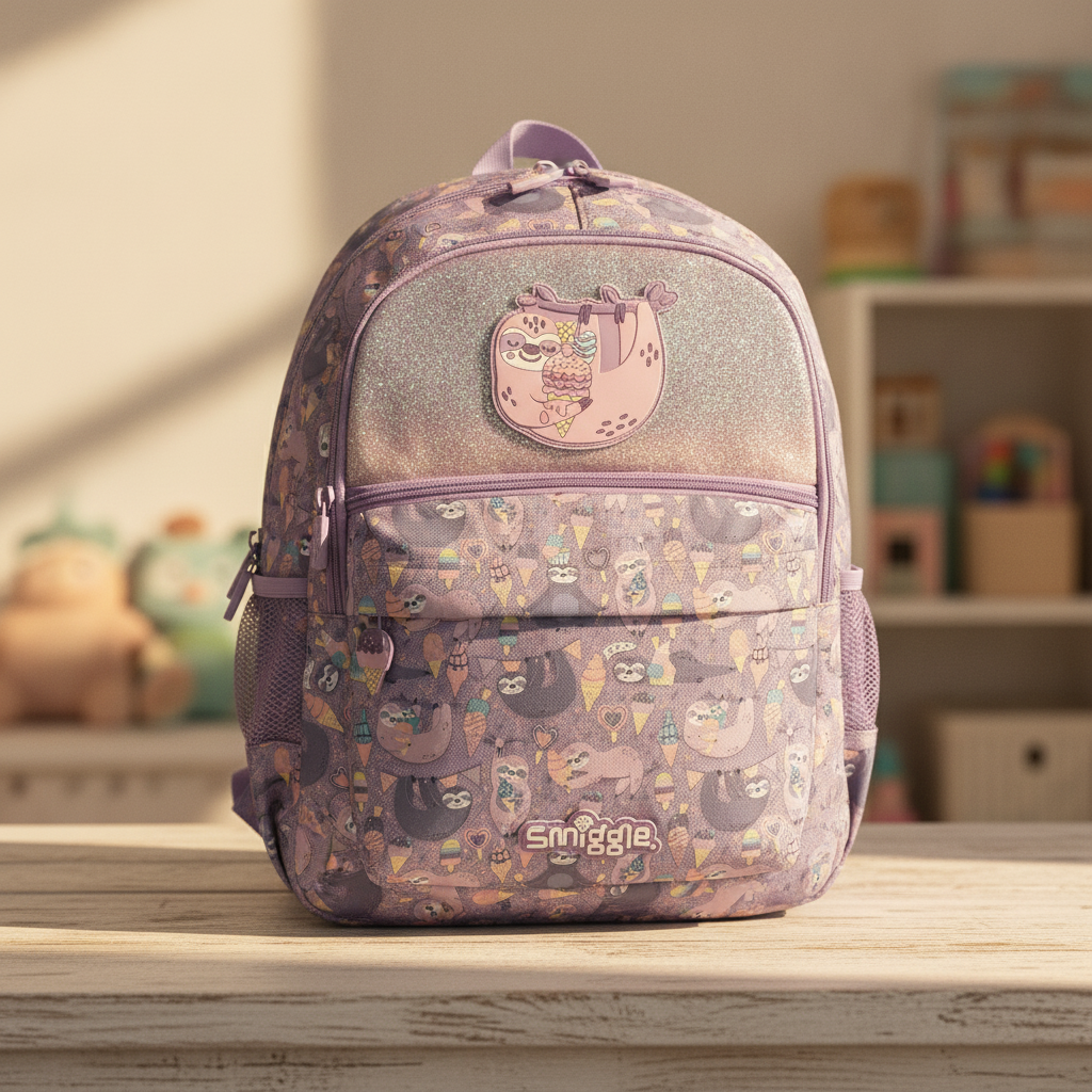 Smiggle Sloth & Ice Cream Glitter Backpack