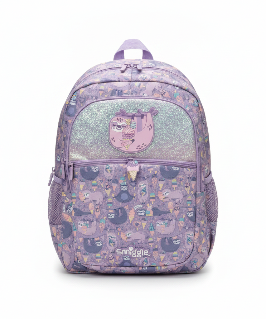 Smiggle Sloth & Ice Cream Glitter Backpack