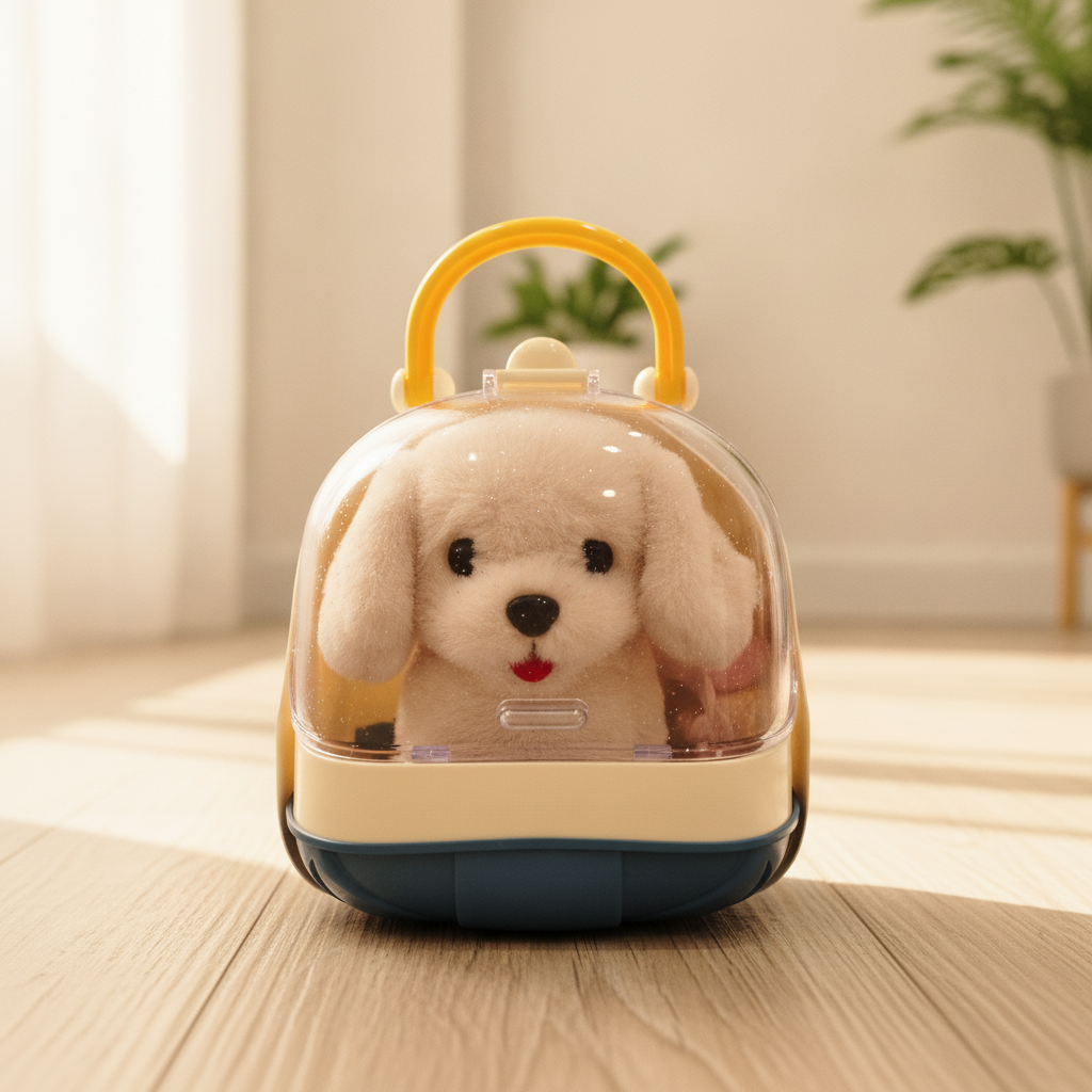 Sparkle Puppy Plush in Portable Pet Carrier