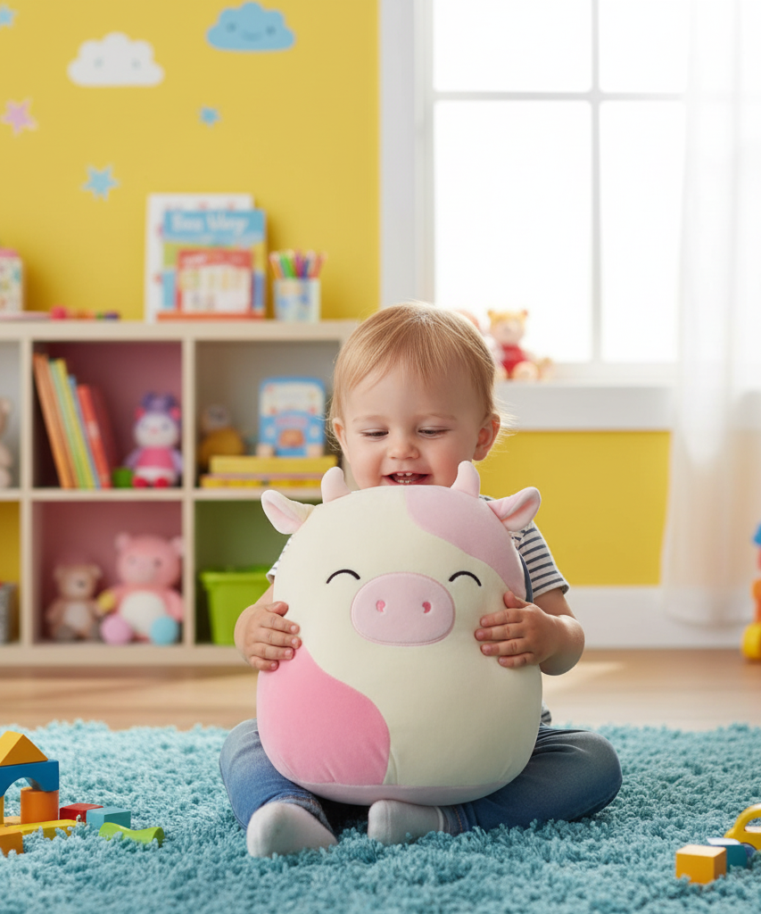Squishmallows Pink and Cream Spotted Cow Plush