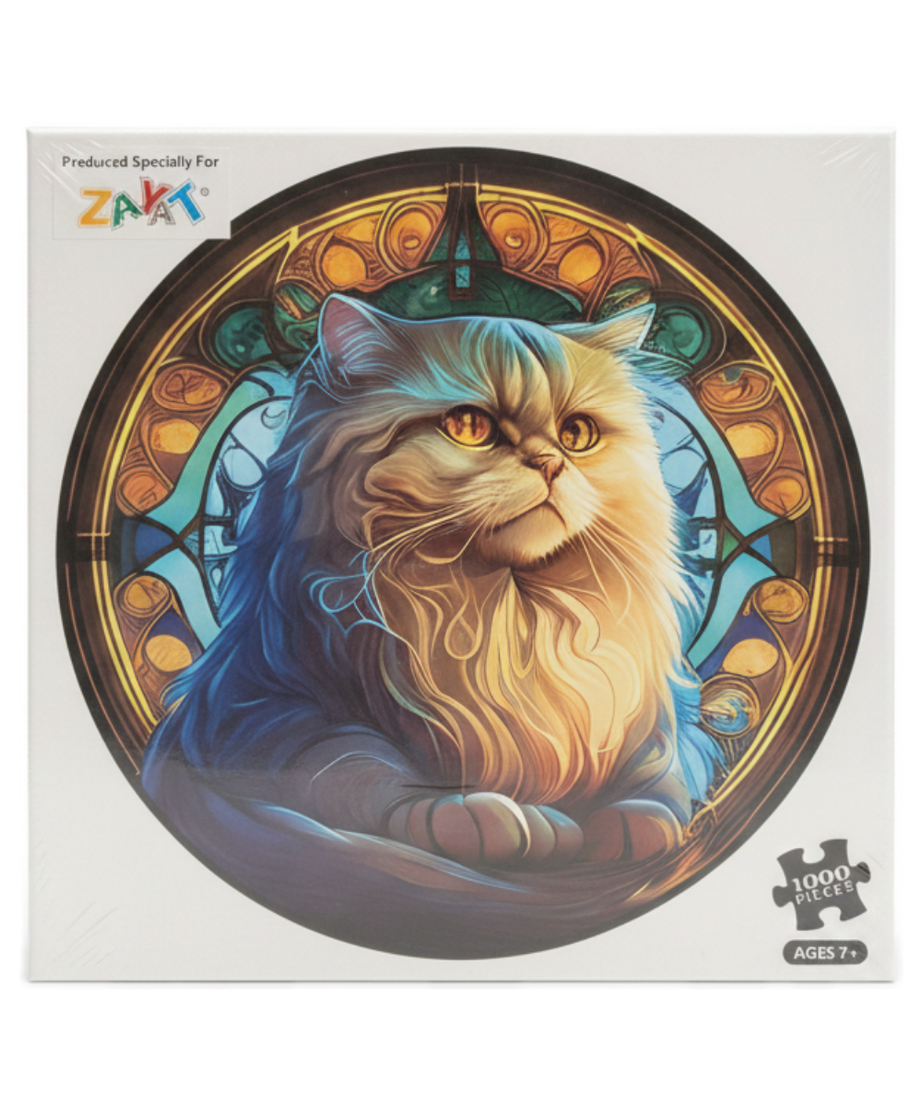 Stained Glass Cat 1000 Piece Jigsaw Puzzle