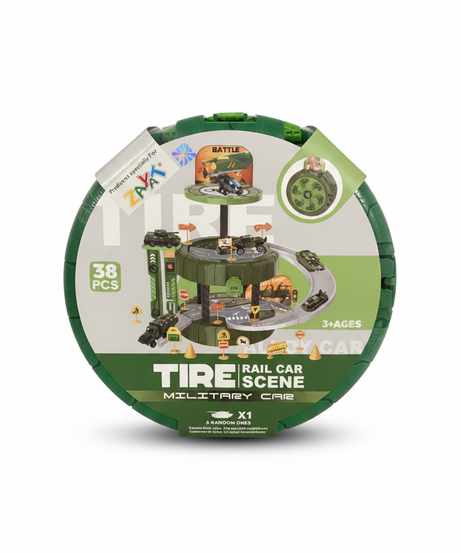 Tire Rail Car Scene Military Car Playset
