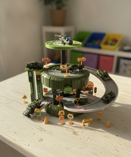 Tire Rail Car Scene Military Car Playset
