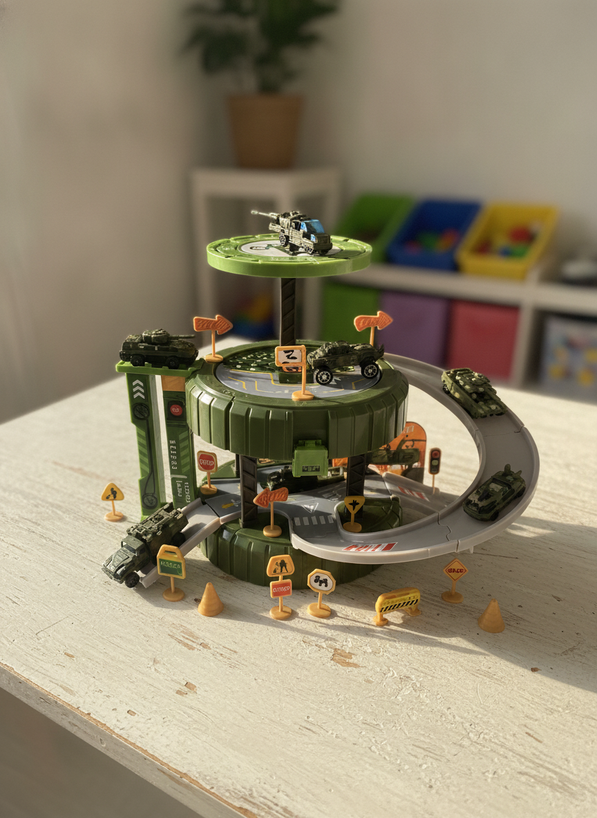 Tire Rail Car Scene Military Car Playset