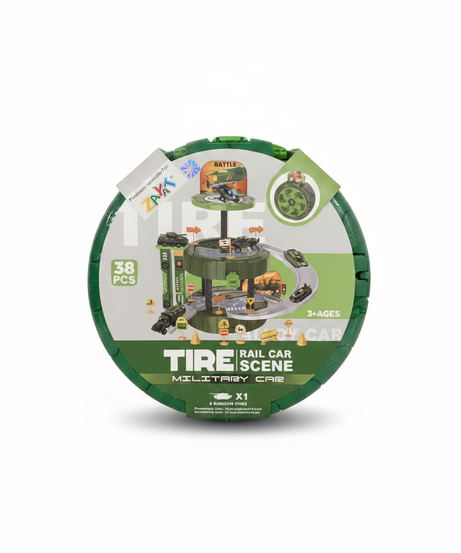 Tire Rail Car Scene Military Car Playset