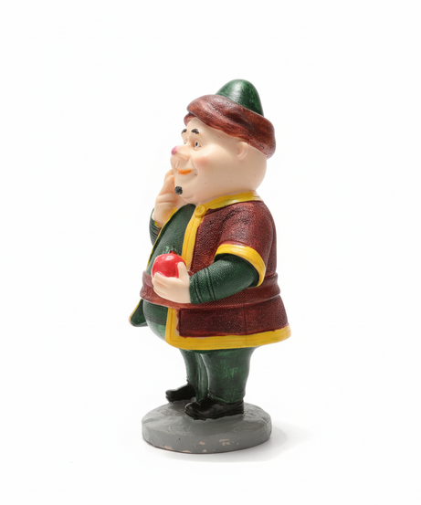 Traditional Jovial Man Figurine with Apple
