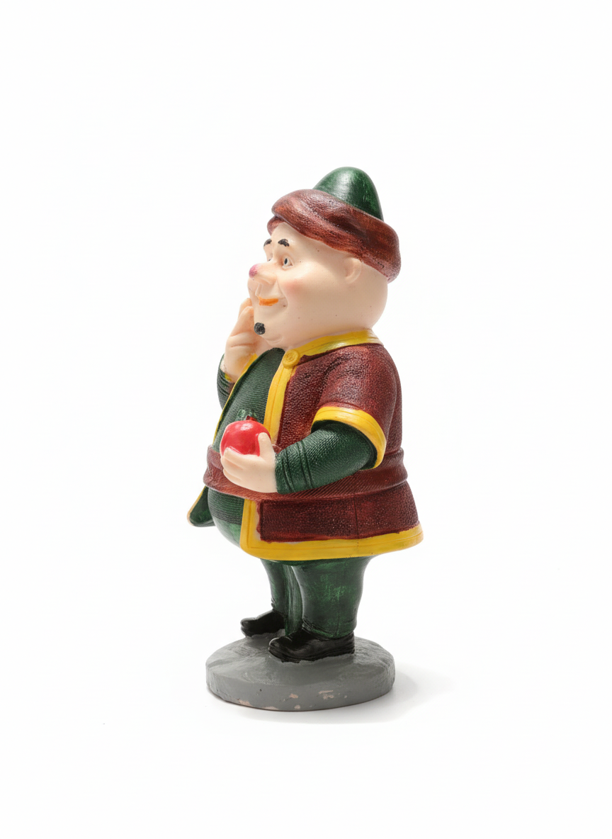Traditional Jovial Man Figurine with Apple
