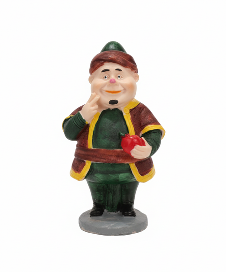 Traditional Jovial Man Figurine with Apple